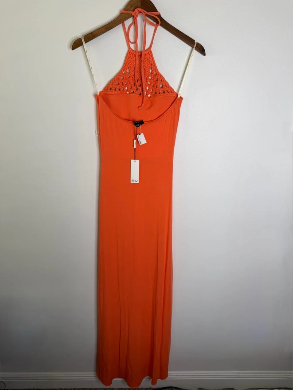 NWT SKY Orange Halter Maxi Dress Medium Boho Flowy Summer Beach Vacation Resort - Picture 3 of 8
